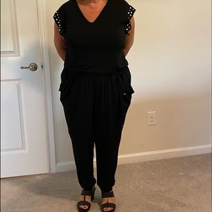 Michael Kors Vneck Stud Tie Jumpsuit